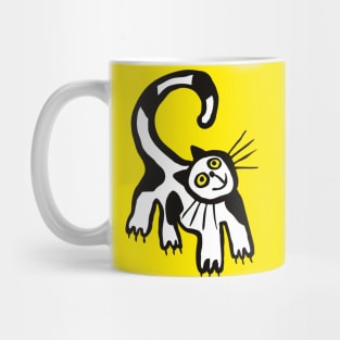 Black and White Cat in Yellow Mug